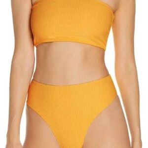 FRANKIES BIKINIS Jenna Ribbed Orange Set x Size Large